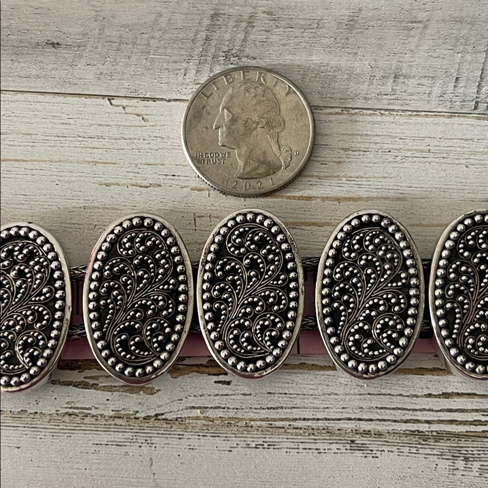 Rare Lois Hill Sterling Silver Oval Panel Statement Bracelet - Picture 8 of 11